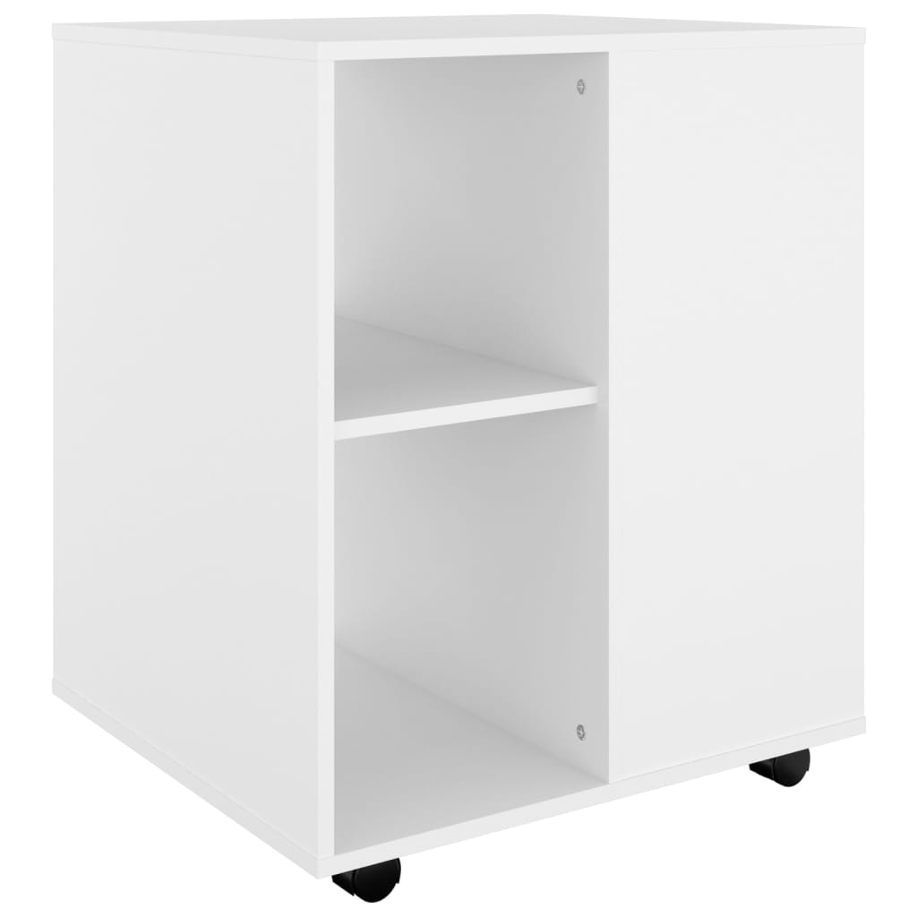 Rolling Cabinet White 60x53x72 cm Wood Material