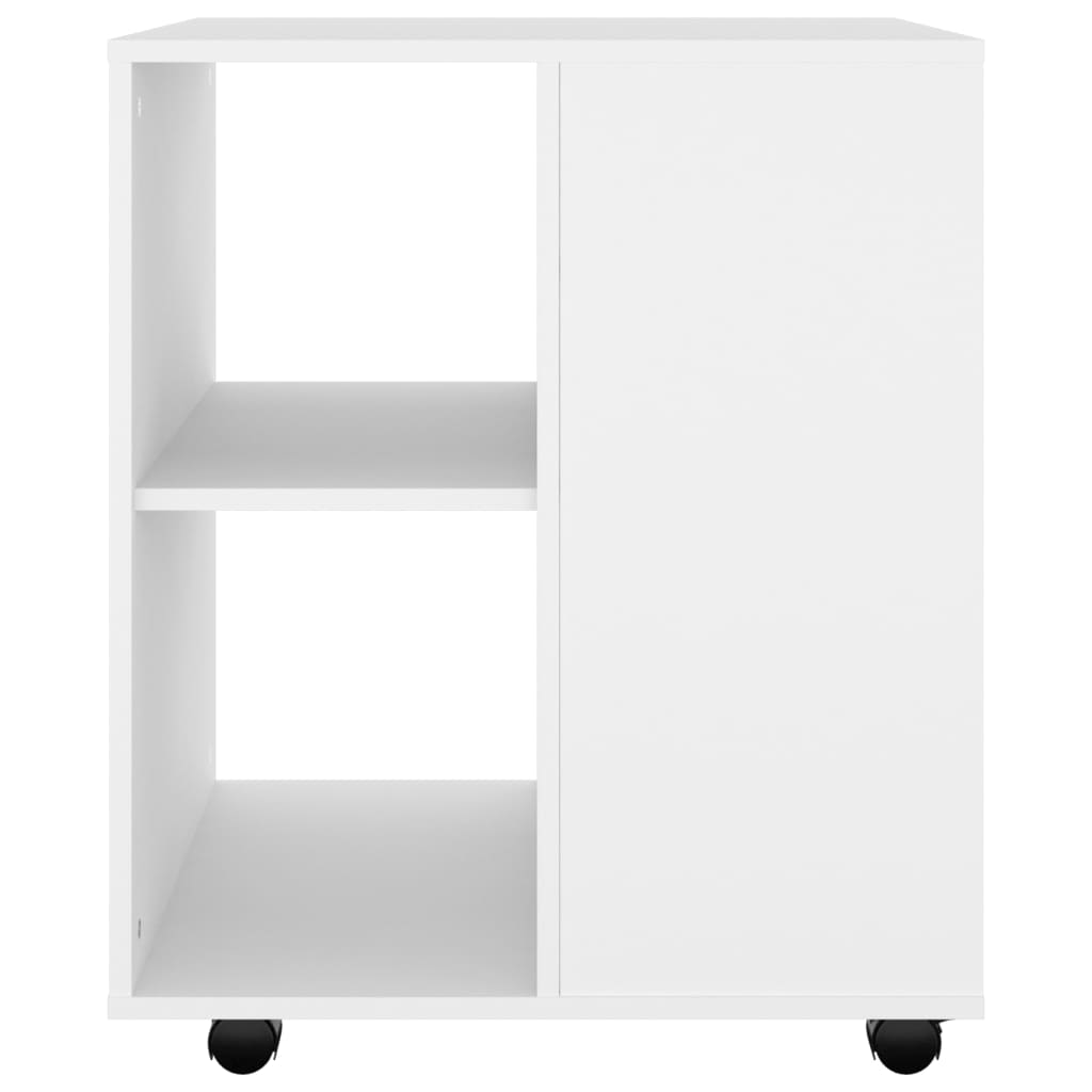 Rolling Cabinet White 60x53x72 cm Wood Material