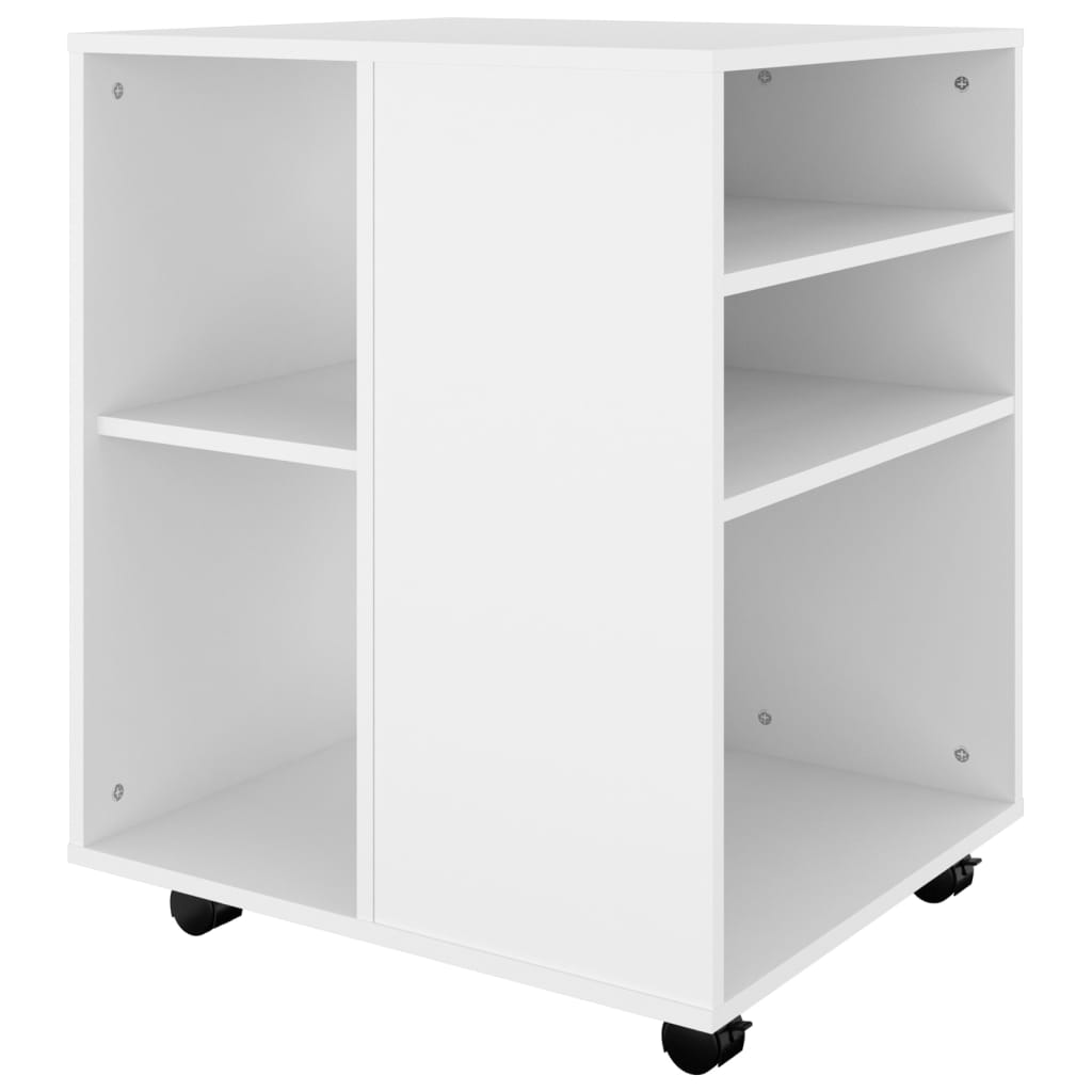 Rolling Cabinet White 60x53x72 cm Wood Material