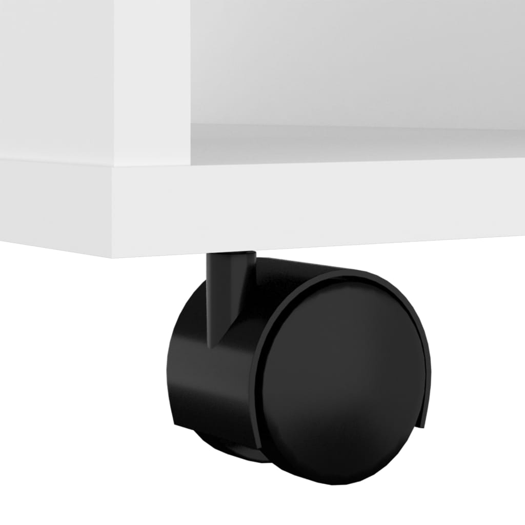 Rolling Cabinet White 60x53x72 cm Wood Material