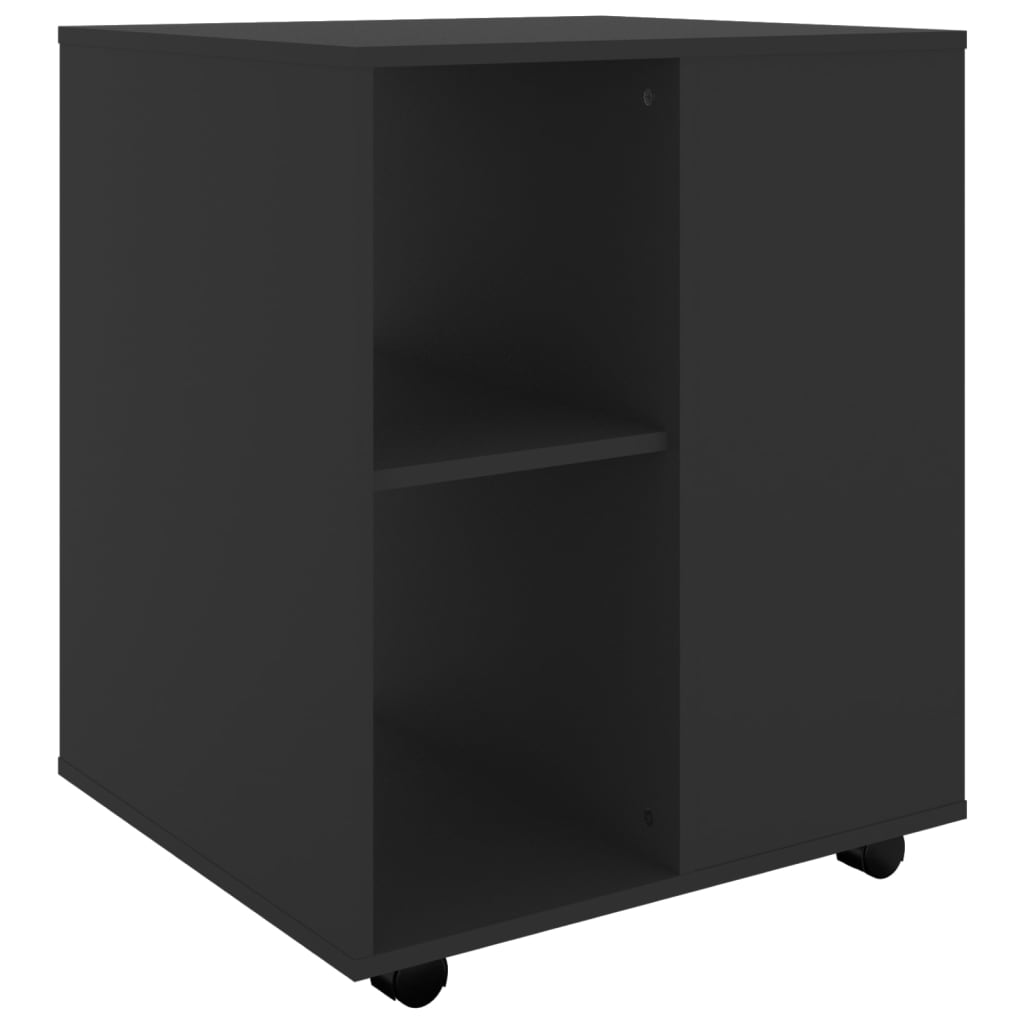 Rolling Cabinet Black 60x53x72 cm Wood Material