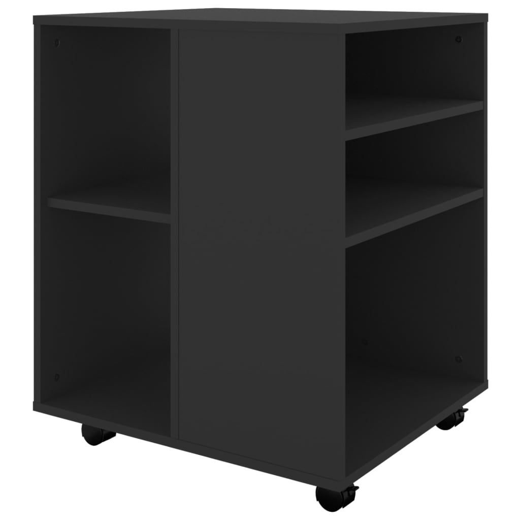 Rolling Cabinet Black 60x53x72 cm Wood Material