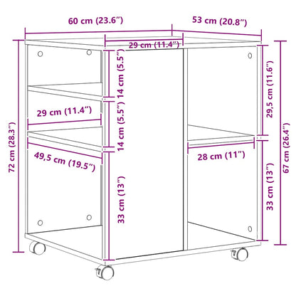 Rollschrank Sonoma-Eiche 60x53x72 cm Holzwerkstoff