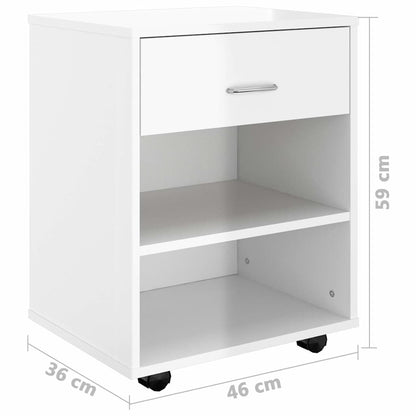 Rollschrank Hochglanz-Weiß 46x36x59 cm Holzwerkstoff