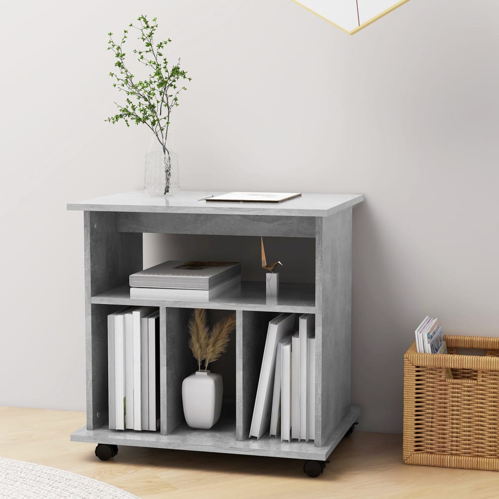 Rolling Cabinet Concrete Grey 60x45x60 cm Wood Material