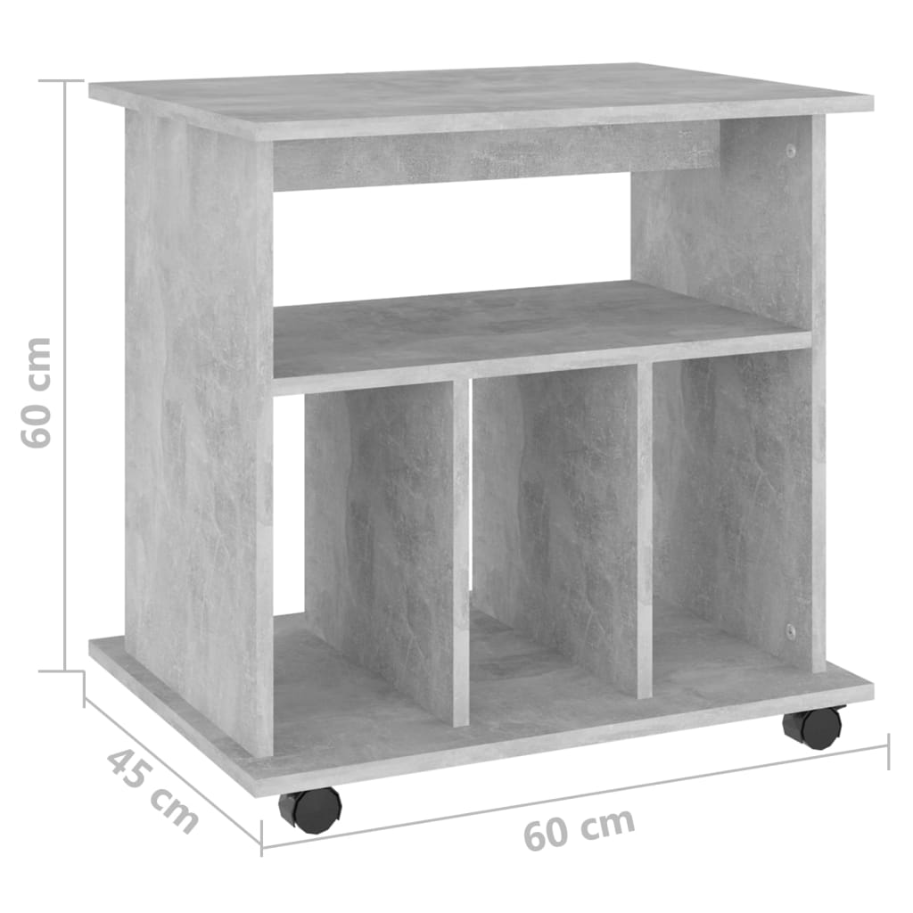 Rolling Cabinet Concrete Grey 60x45x60 cm Wood Material