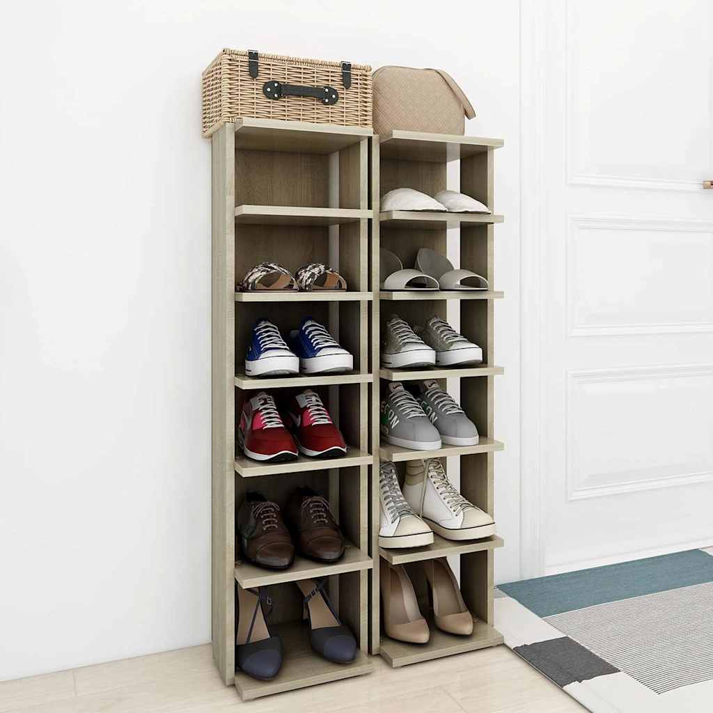 Schuhschränke 2 Stk. Sonoma-Eiche 27,5x27x102 cm