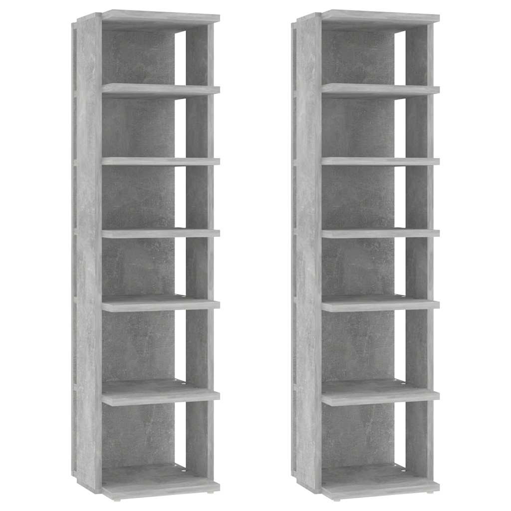 Schuhschränke 2 Stk. Betongrau 27,5x27x102 cm