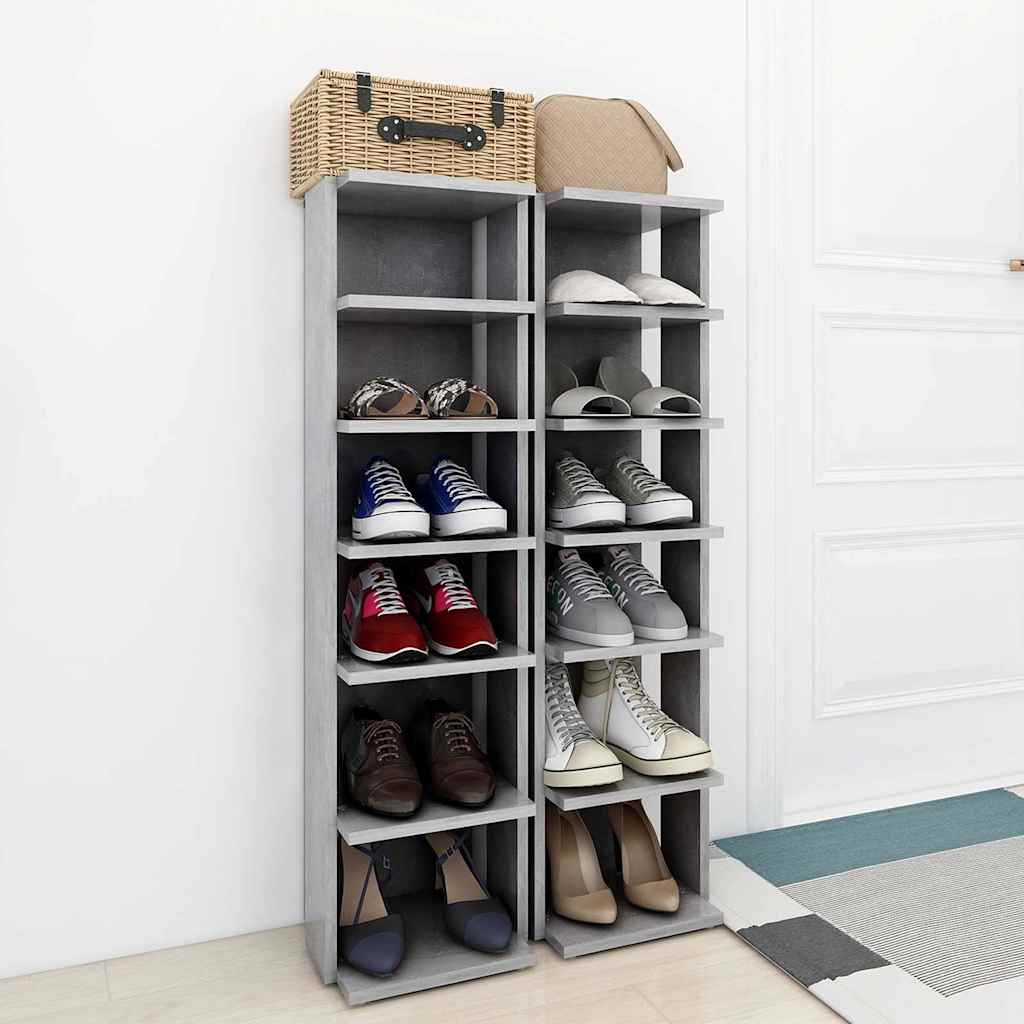 Schuhschränke 2 Stk. Betongrau 27,5x27x102 cm