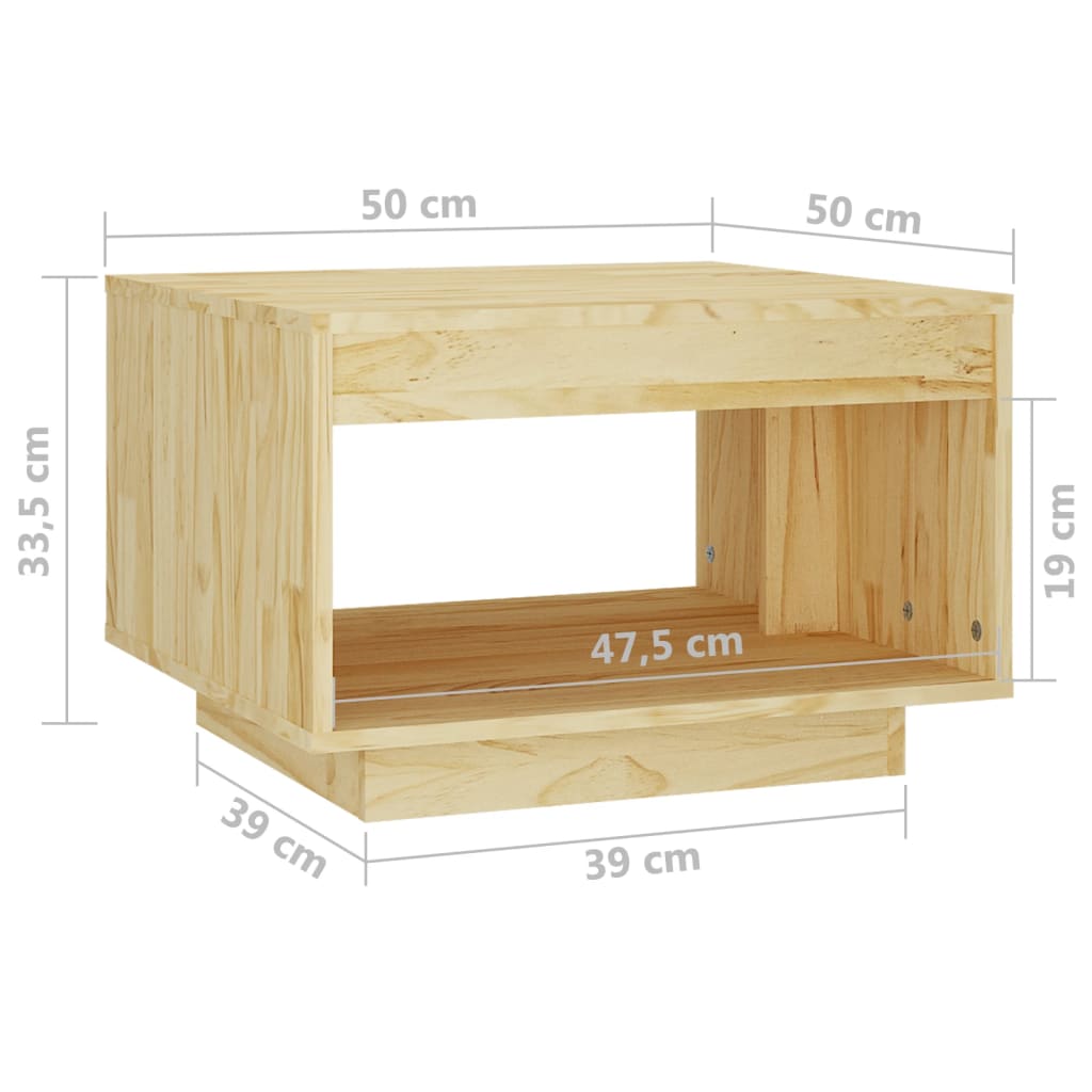 Table basse 50x50x33,5 cm en bois de pin massif