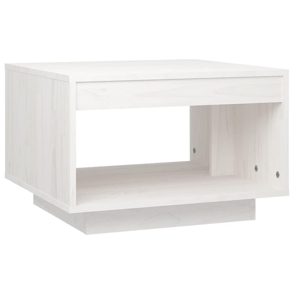 Couchtisch Weiß 50x50x33,5 cm Massivholz Kiefer