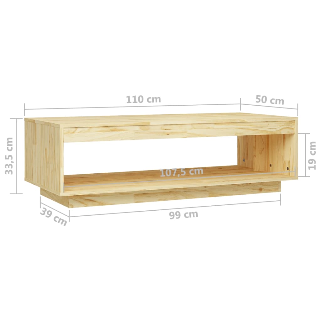 Table basse 110x50x33,5 cm en bois de pin massif