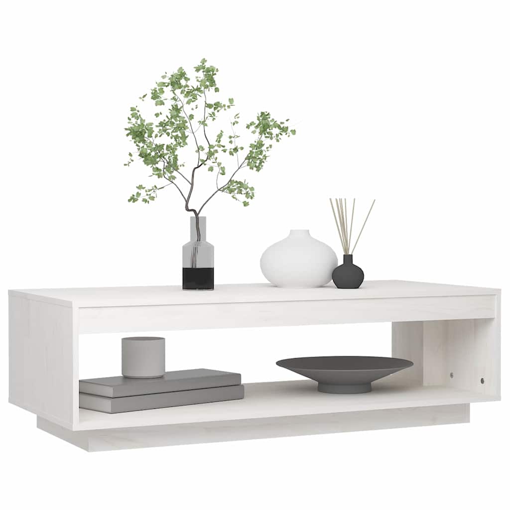 Couchtisch Weiß 110x50x33,5 cm Massivholz Kiefer