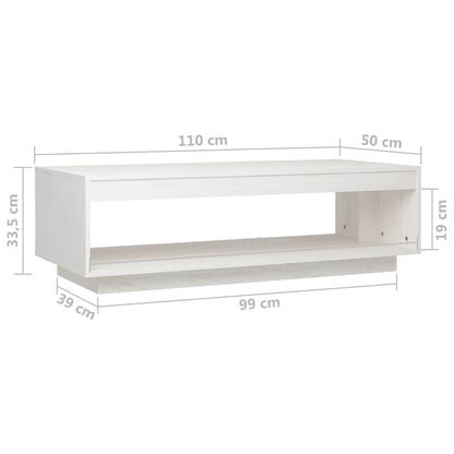 Couchtisch Weiß 110x50x33,5 cm Massivholz Kiefer