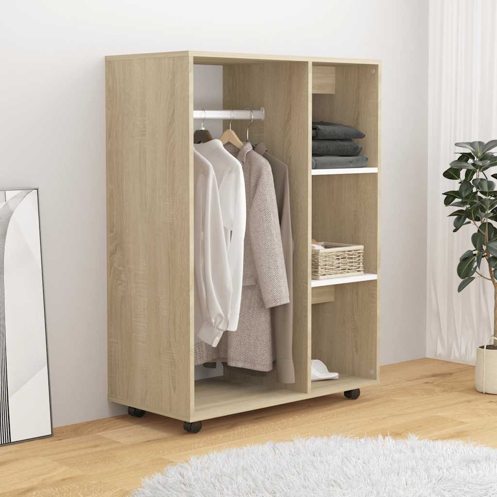 Kleiderschrank Weiß Sonoma-Eiche 80x40x110 cm Holzwerkstoff