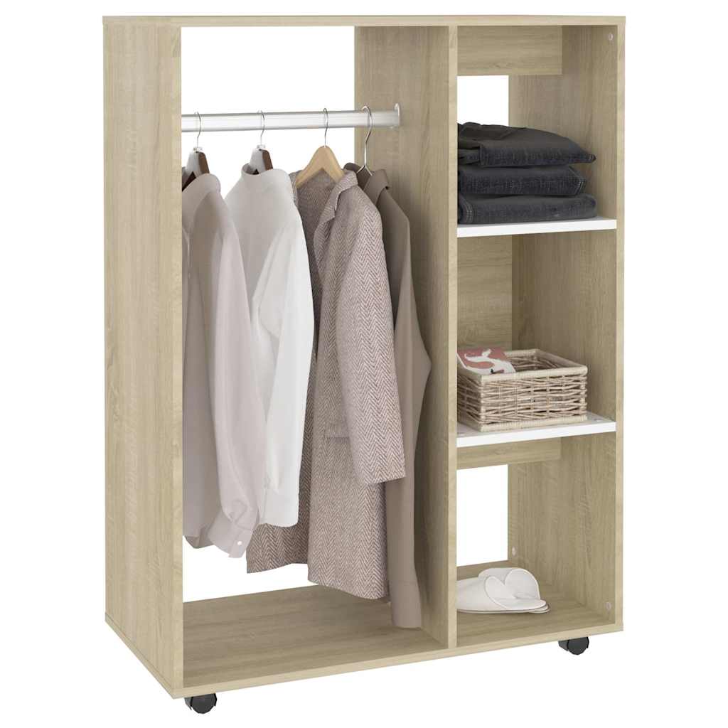 Kleiderschrank Weiß Sonoma-Eiche 80x40x110 cm Holzwerkstoff