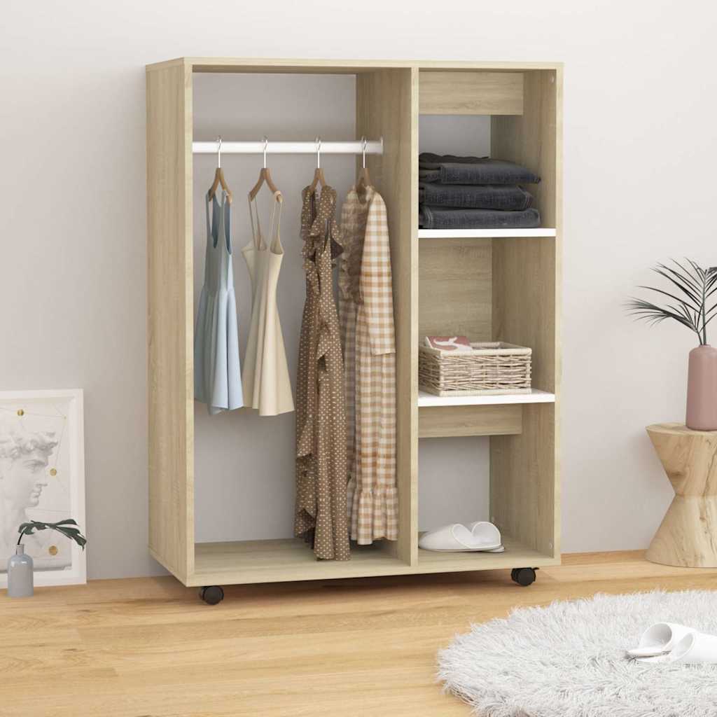 Kleiderschrank Weiß Sonoma-Eiche 80x40x110 cm Holzwerkstoff