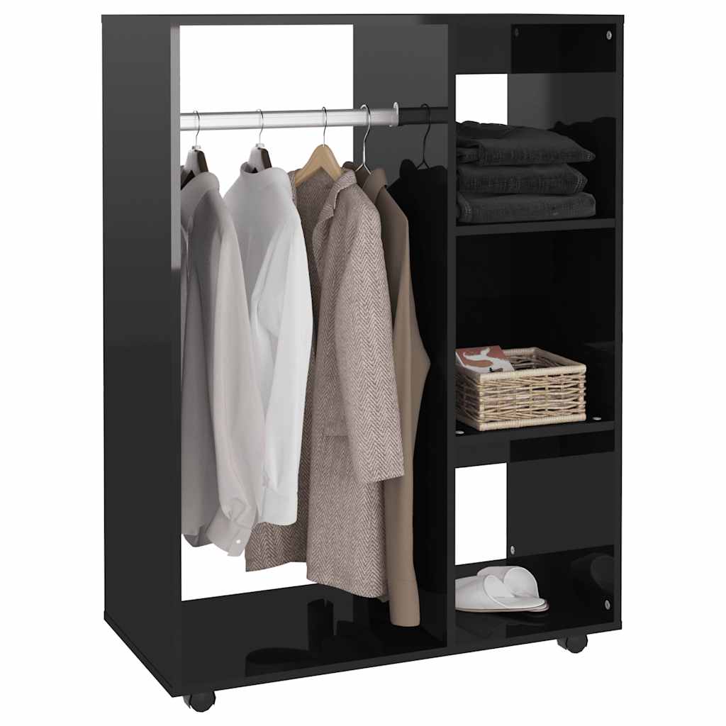 Kleiderschrank Hochglanz-Schwarz 80x40x110 cm Holzwerkstoff