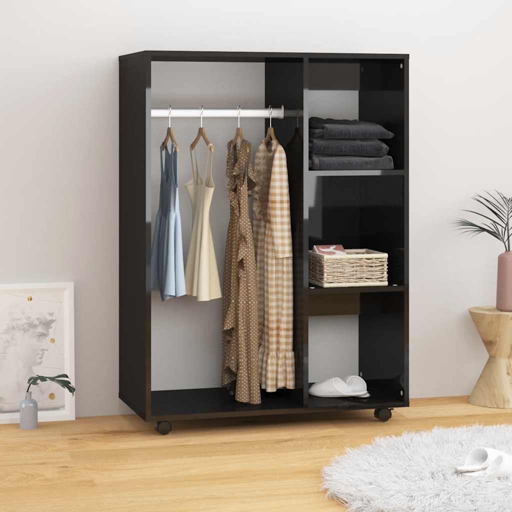 Kleiderschrank Hochglanz-Schwarz 80x40x110 cm Holzwerkstoff