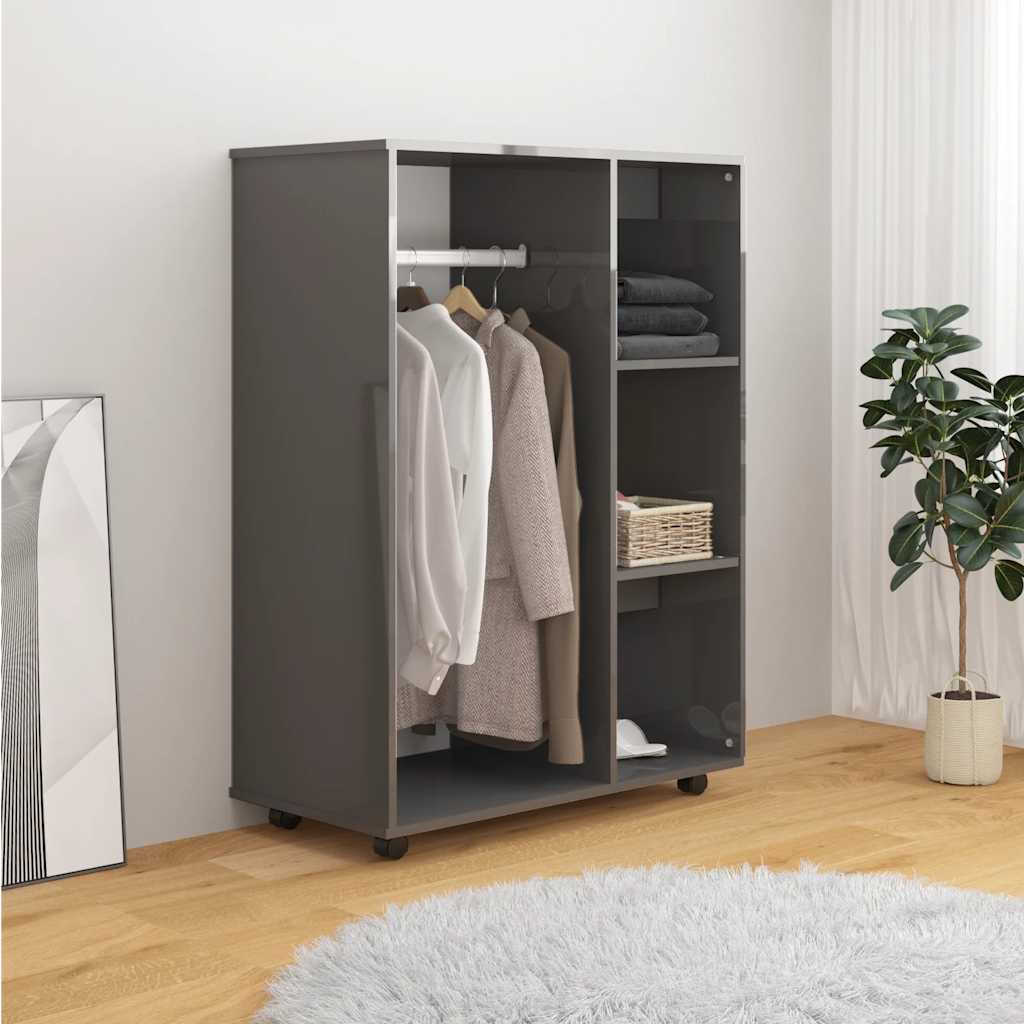 Kleiderschrank Hochglanz-Grau 80x40x110 cm Holzwerkstoff