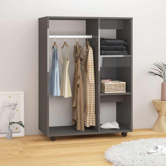 Kleiderschrank Hochglanz-Grau 80x40x110 cm Holzwerkstoff