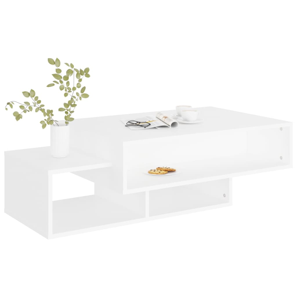 Table basse blanche 105x55x32 cm en bois
