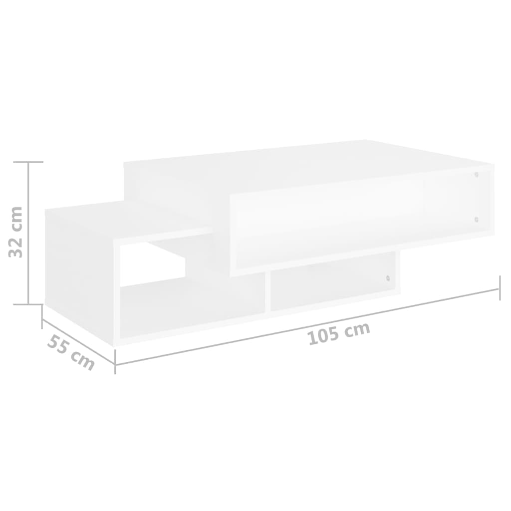 Table basse blanche 105x55x32 cm en bois