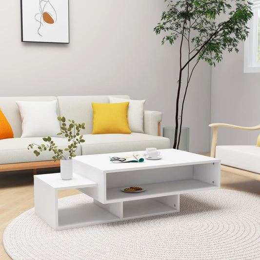 Table basse blanche 105x55x32 cm en bois
