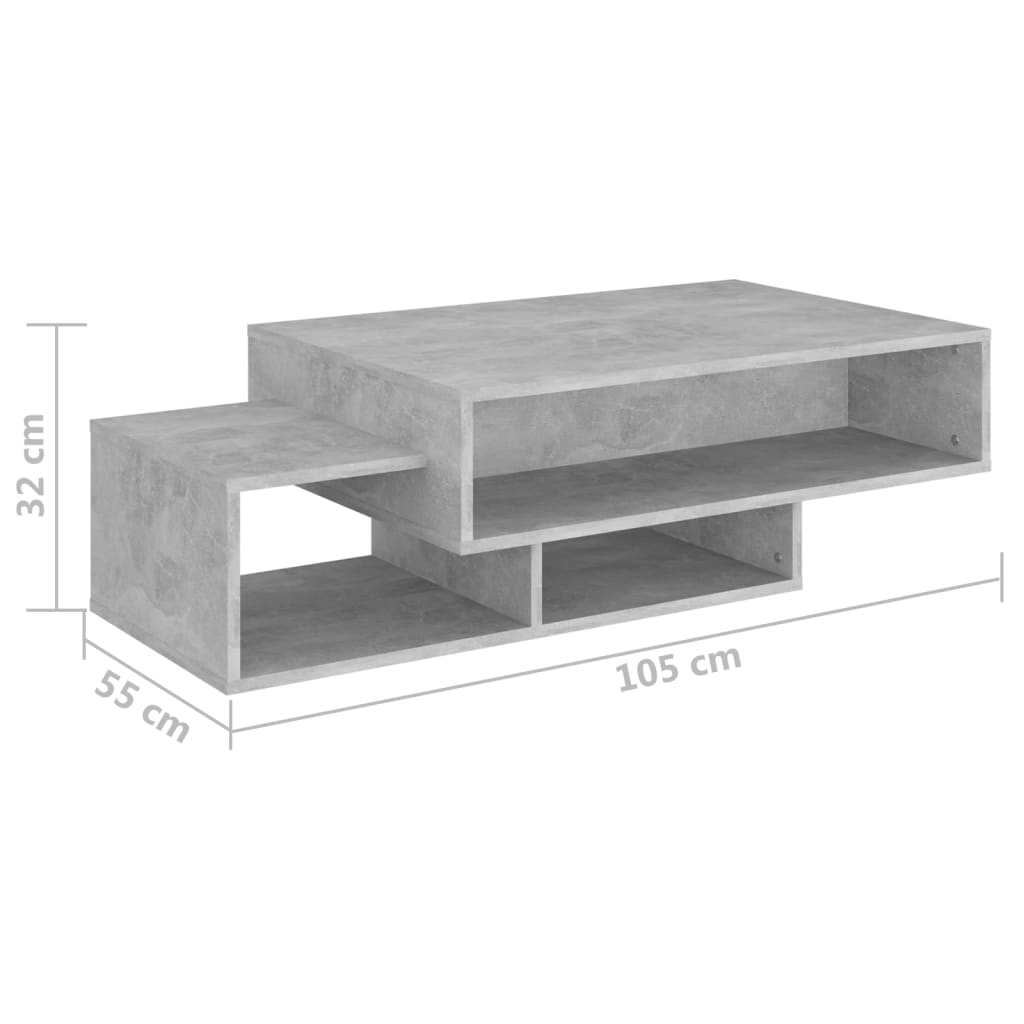 Table basse gris béton 105x55x32 cm en bois