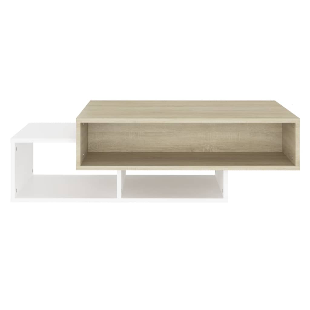 Couchtisch Weiß und Sonoma-Eiche 105x55x32 cm Holzwerkstoff