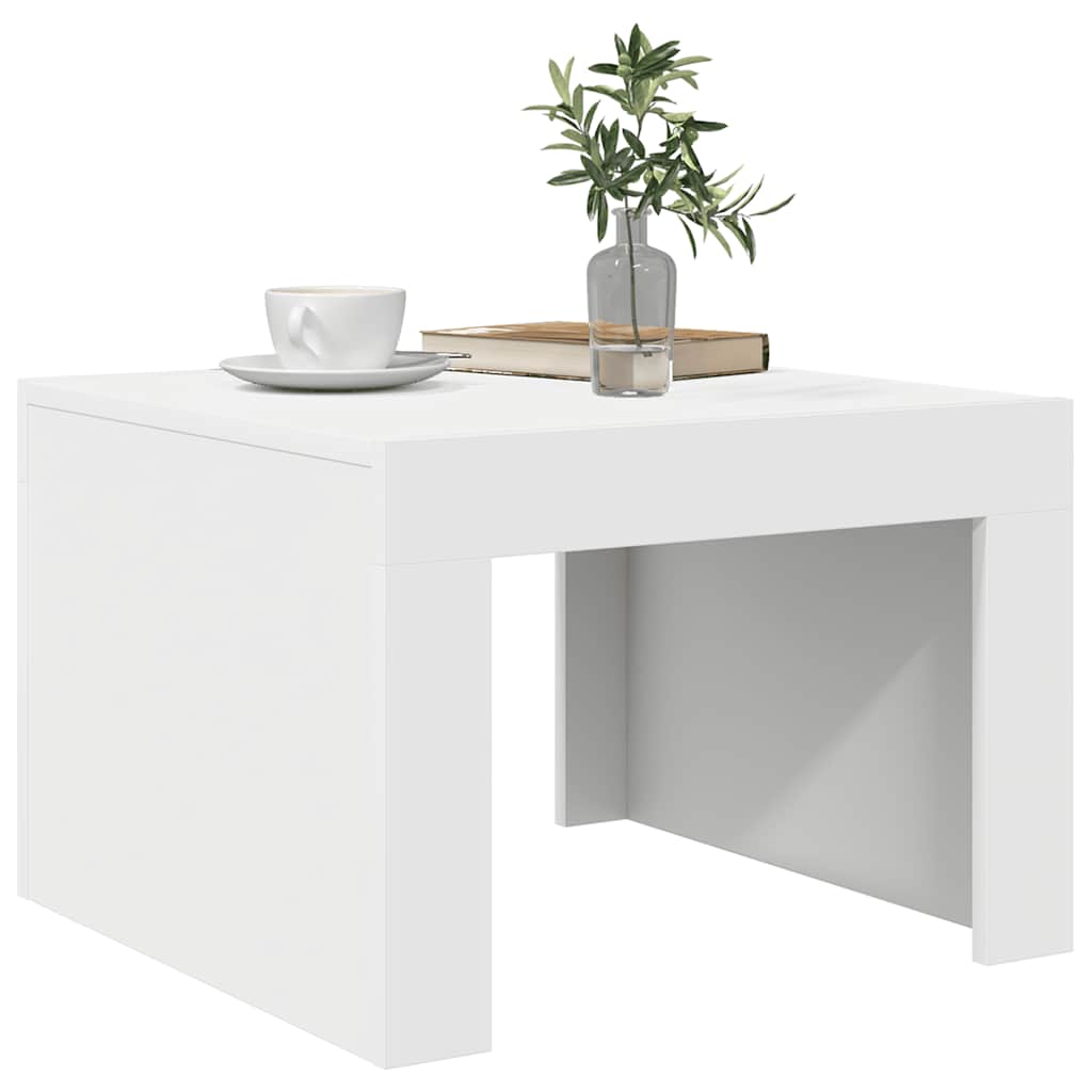 Table basse blanche 50x50x35 cm en bois