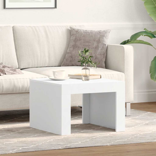 Table basse blanche 50x50x35 cm en bois