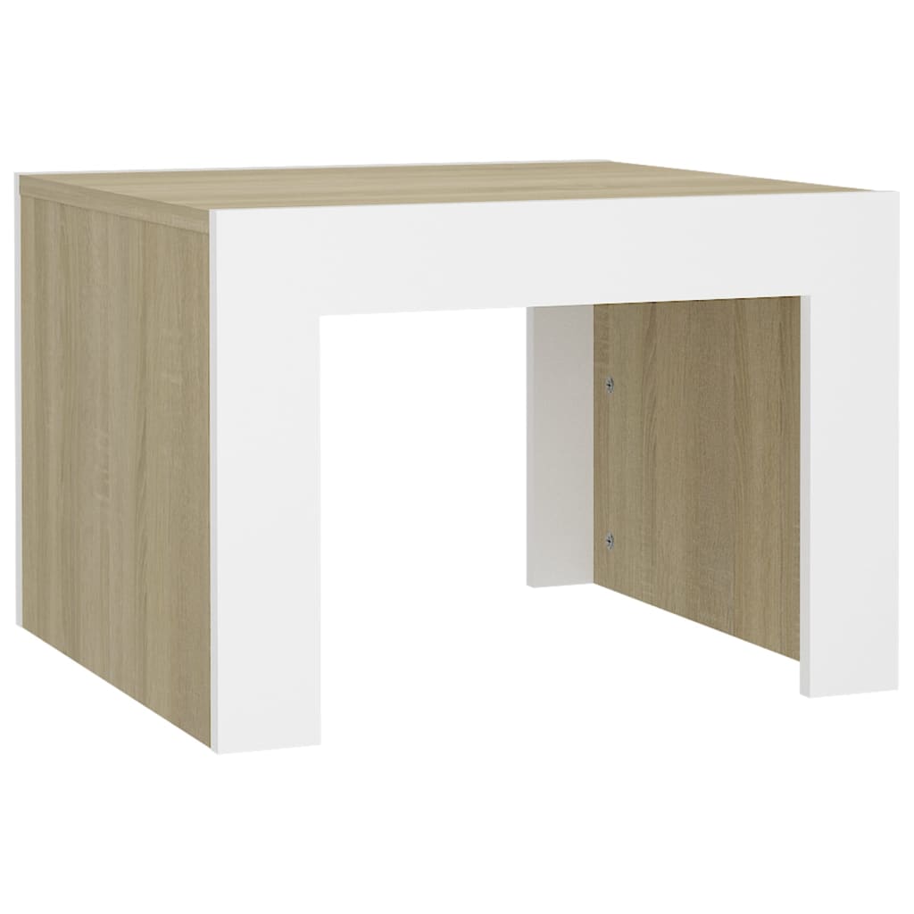Couchtisch Weiß Sonoma-Eiche 50x50x35 cm Holzwerkstoff
