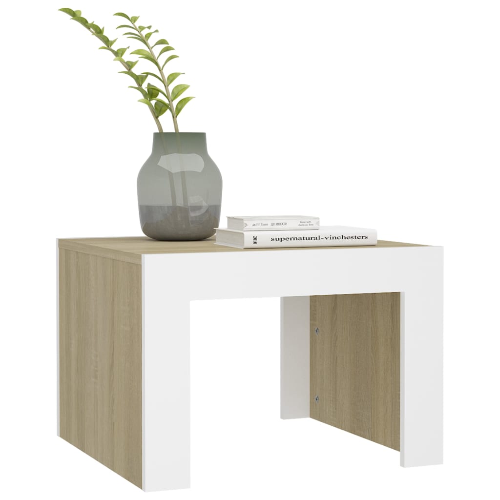 Couchtisch Weiß Sonoma-Eiche 50x50x35 cm Holzwerkstoff