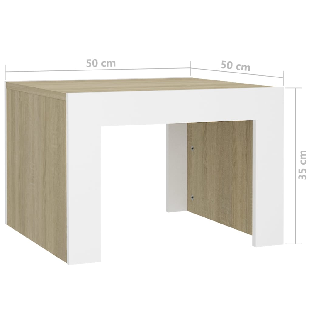 Couchtisch Weiß Sonoma-Eiche 50x50x35 cm Holzwerkstoff