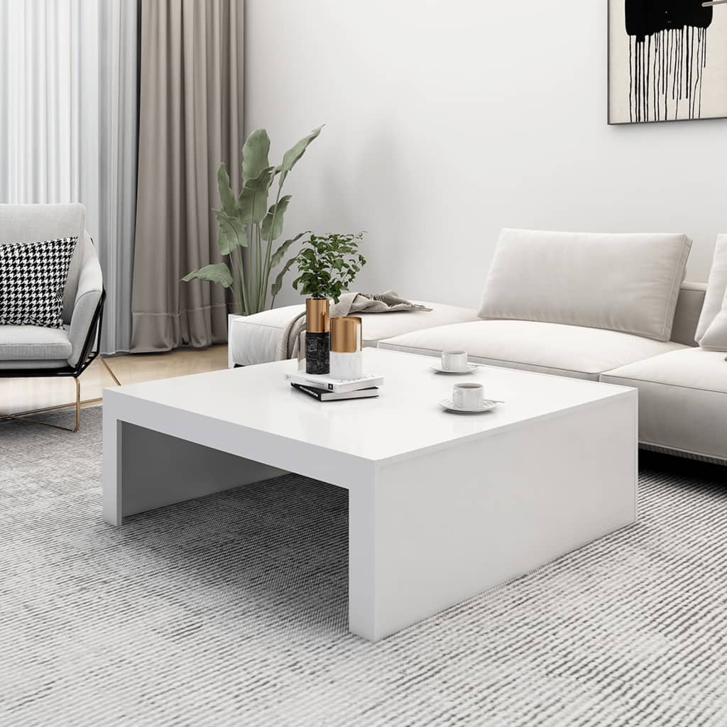 Table basse blanche 100x100x35 cm en bois