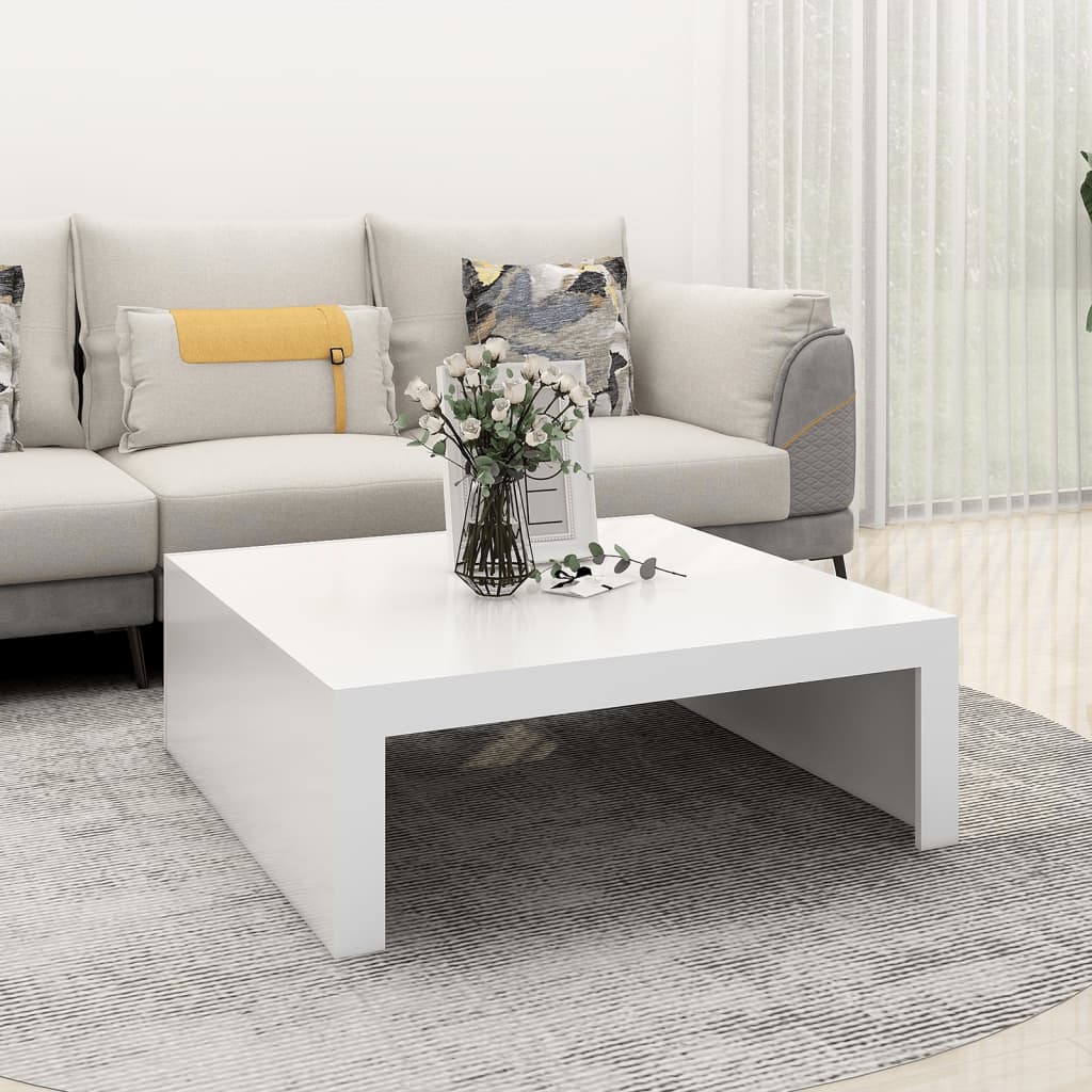 Table basse blanche 100x100x35 cm en bois