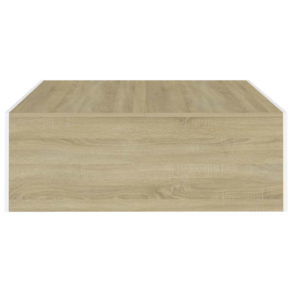 Couchtisch Weiß und Sonoma-Eiche 100x100x35 cm Holzwerkstoff