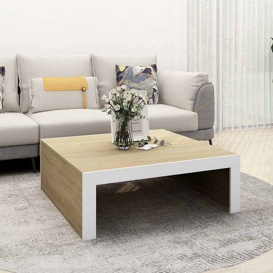 Couchtisch Weiß und Sonoma-Eiche 100x100x35 cm Holzwerkstoff