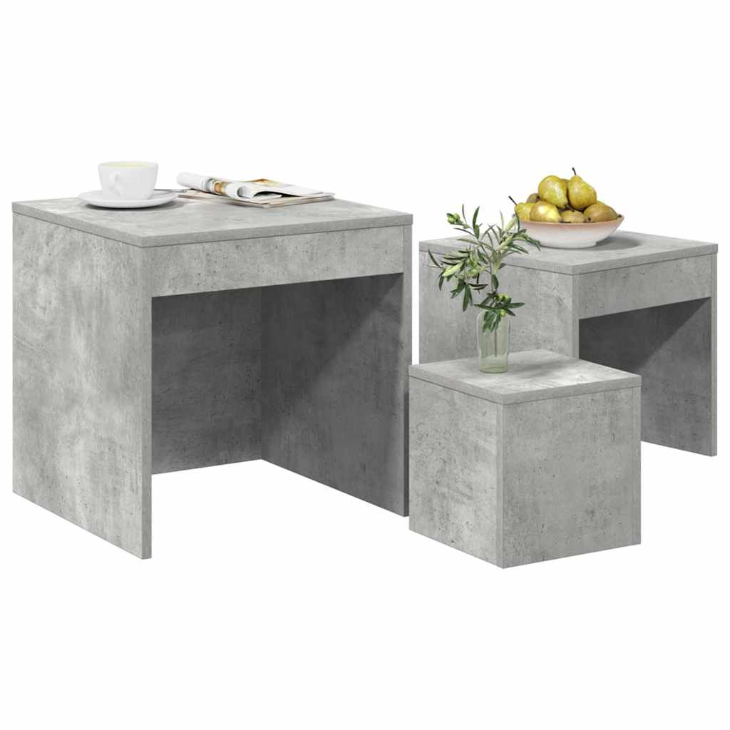 Satztische 3-tlg. Betongrau Holzwerkstoff