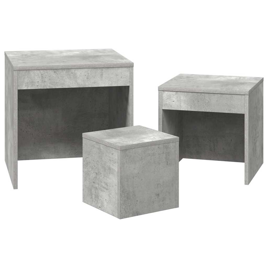 Satztische 3-tlg. Betongrau Holzwerkstoff