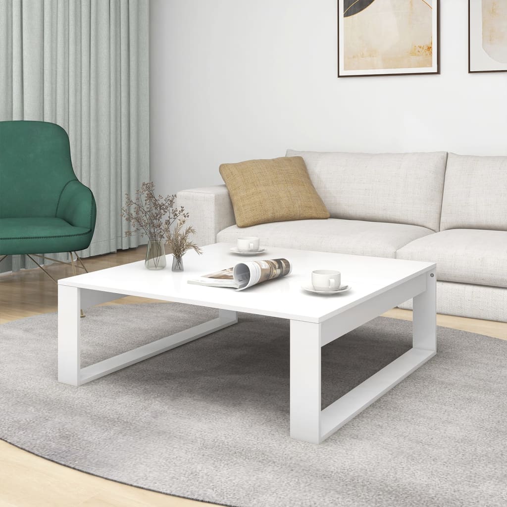 Table basse blanche 100x100x35 cm en bois
