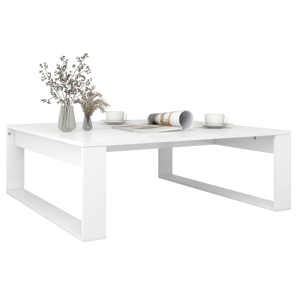 Table basse blanche 100x100x35 cm en bois
