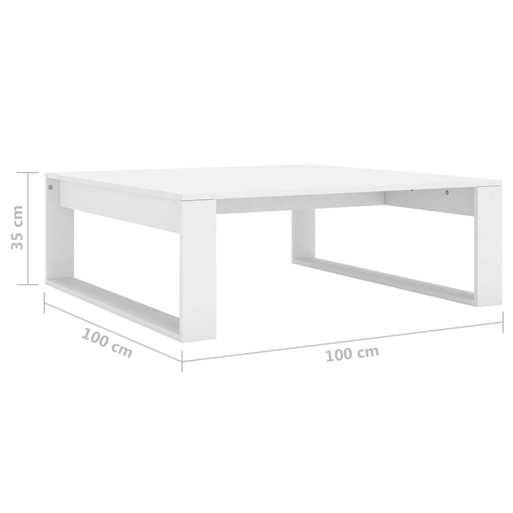 Table basse blanche 100x100x35 cm en bois