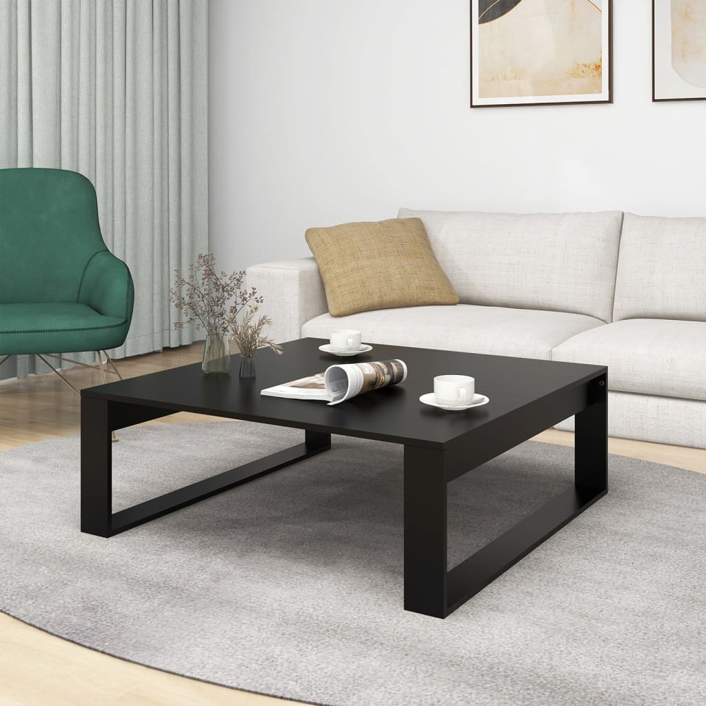 Coffee Table Black 100x100x35 cm Wood Material