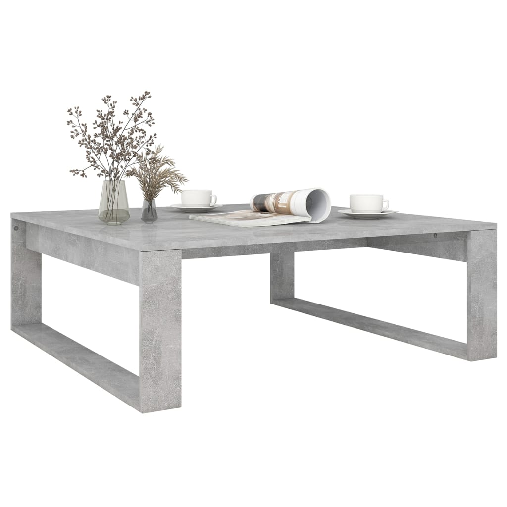 Table basse gris béton 100x100x35 cm en bois