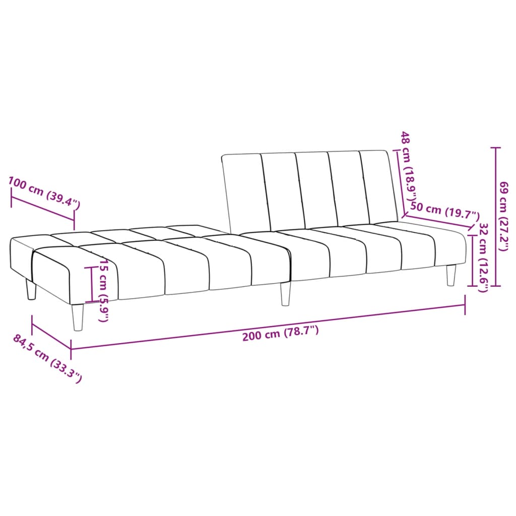 Schlafsofa 2-Sitzer Braun Stoff