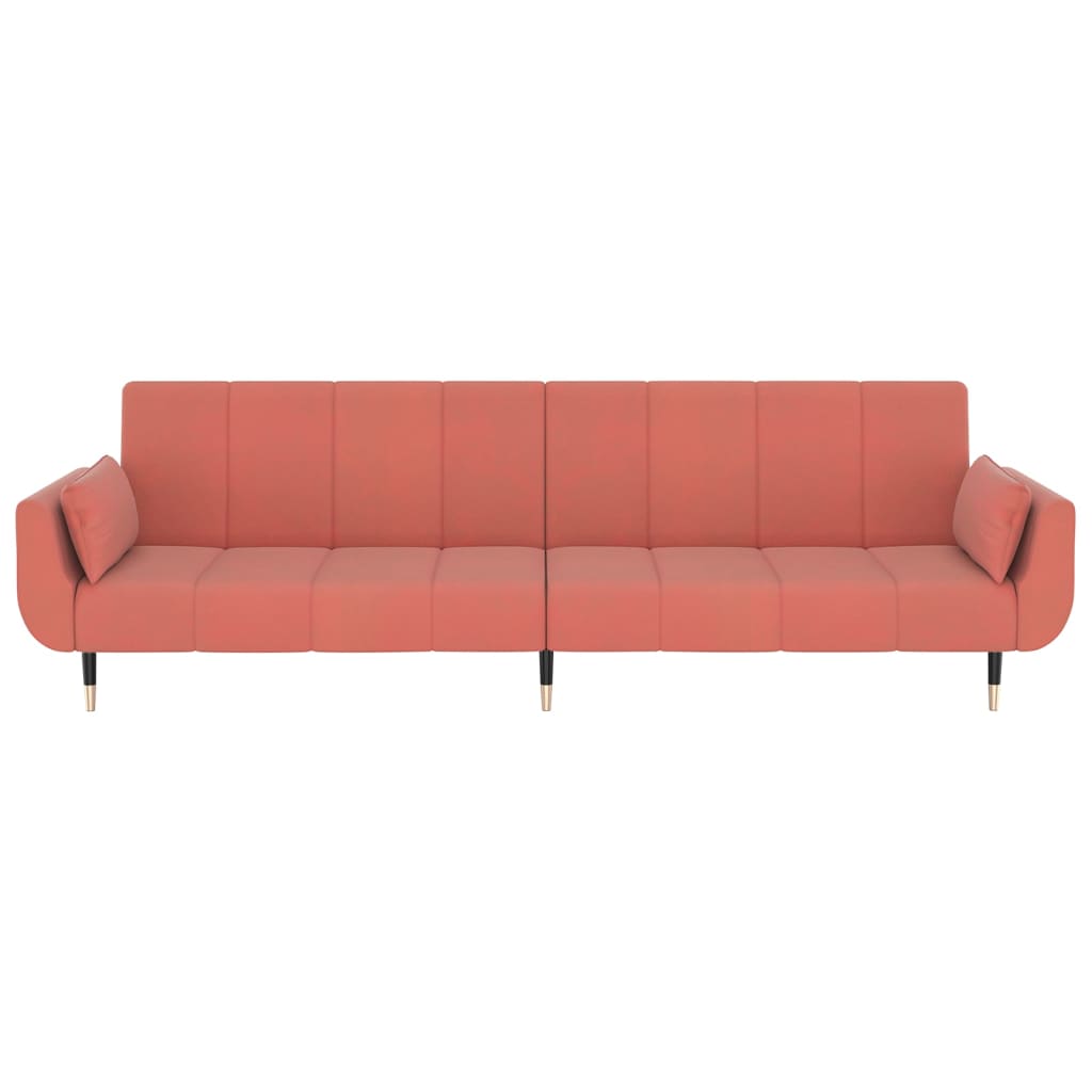Canapé lit 2 places avec 2 oreillers velours rose