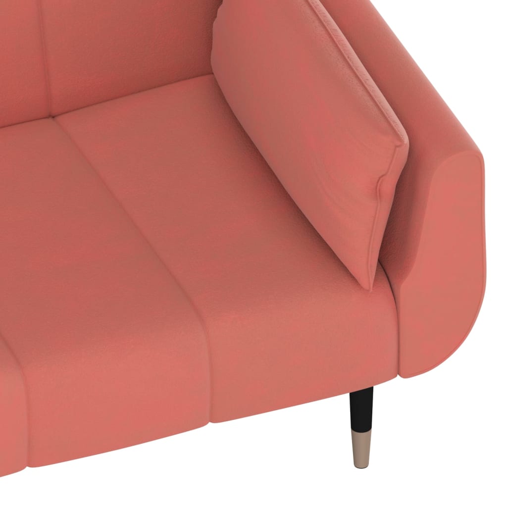 Canapé lit 2 places avec 2 oreillers velours rose