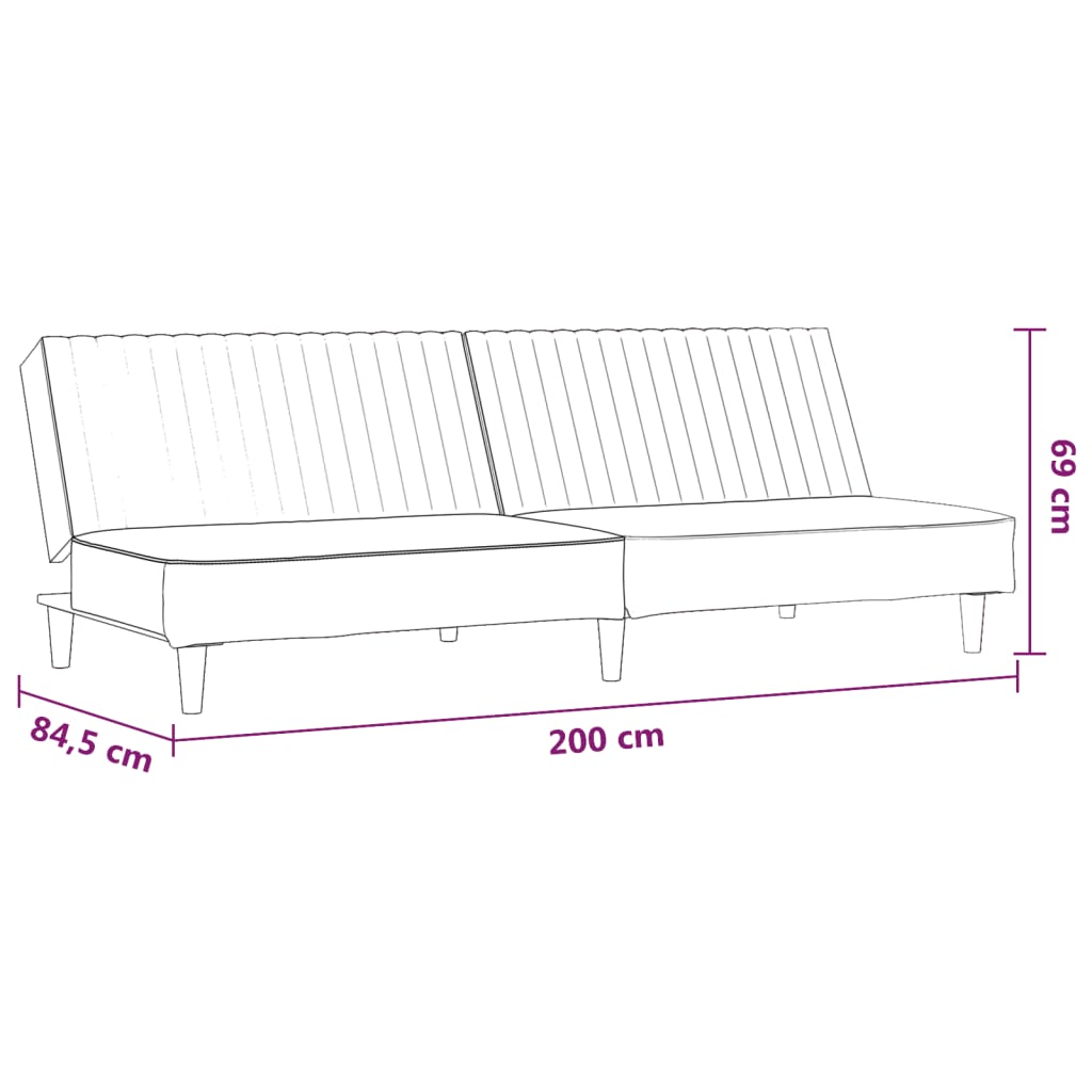 Schlafsofa 2-Sitzer Schwarz Kunstleder